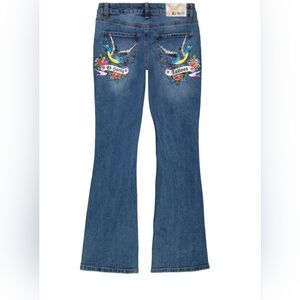 New Ed Hardy Swallow Low Waist Bootcut Jean Waist 26-27
